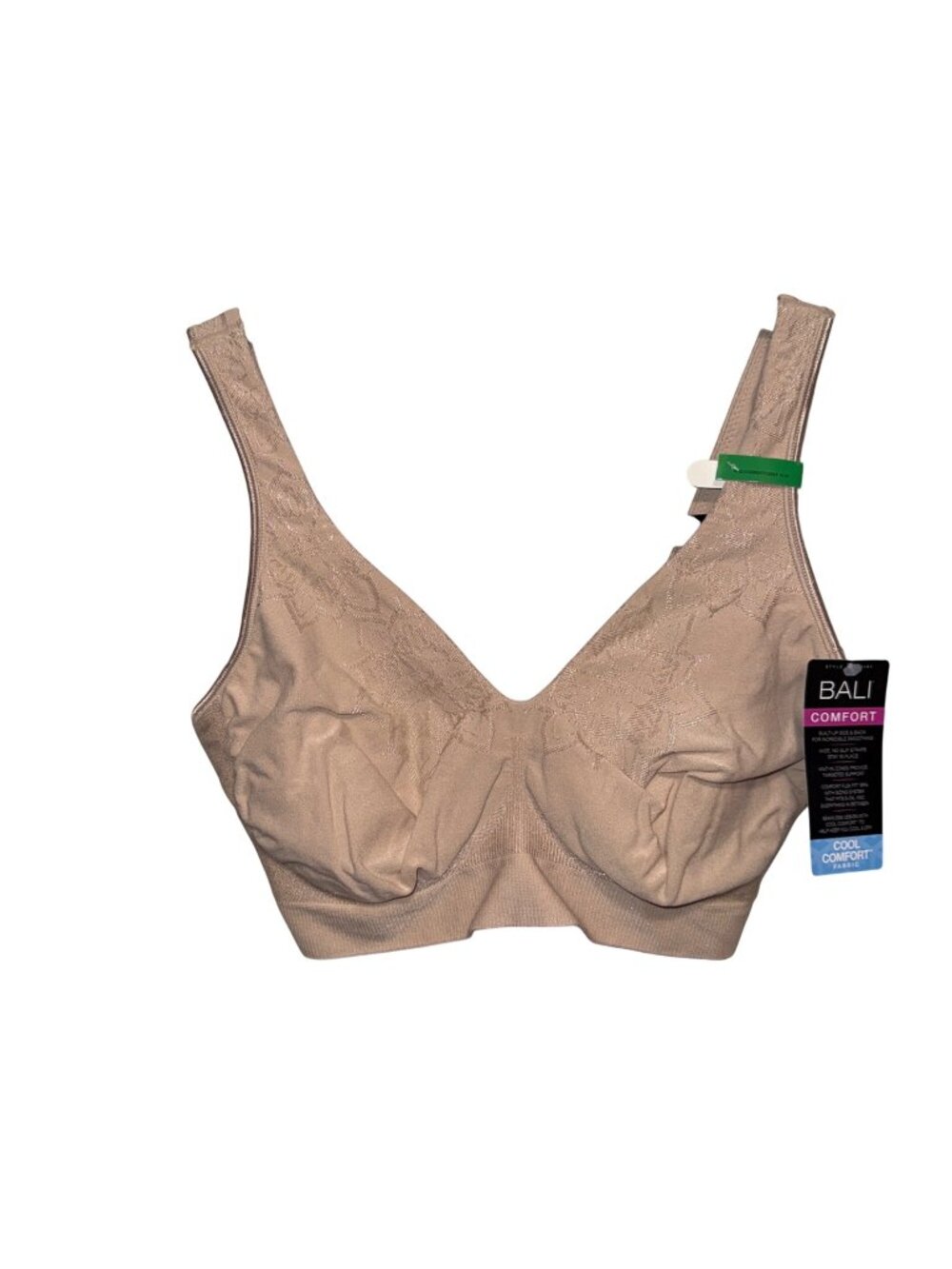 NWT Bali Comfort Seamless Cool Comfort Wire-Free Bra L Beige Smooth Support